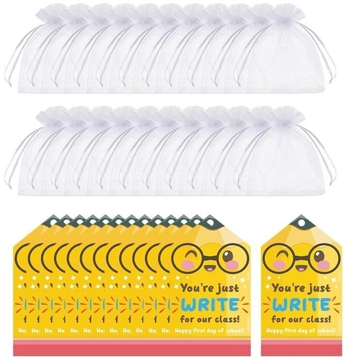 lot 14669 image: Back to School Gifts for Student, First Day of School with Gift Tags and Bags for Classroom Reward Gifts School Party Goodie Bag Stuffers - Retail $10
