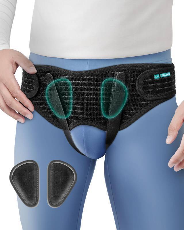 lot 44889 image: Hernia Belt for Men - Adjustable Support Brace, Comfortable & Breathable Design, Ideal for Singledouble  Inguinal Hernia Pain Relief, Discreet Wear for Everyday Use (Black, Medium) only 1 - Retail $23