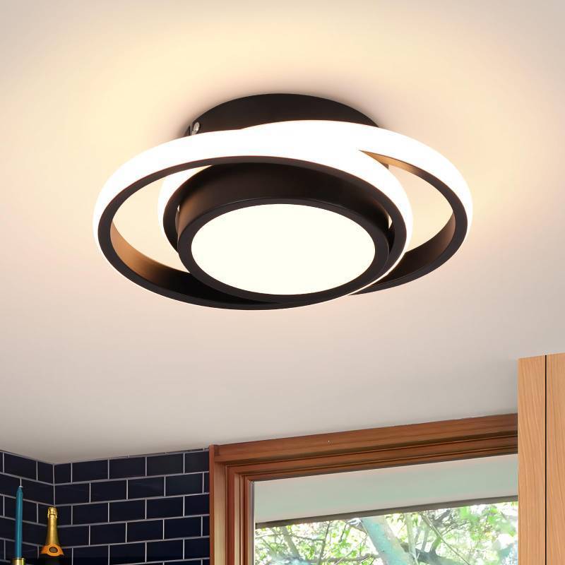 lot 58675 image: Small Modern LED Ceiling Light,2 Rings Creative Design Ceiling Lamp Indoor Lighting Fixtures for Hallway Living Room Bedroom Kitchen Office (Warm White,3000K) - Retail $29