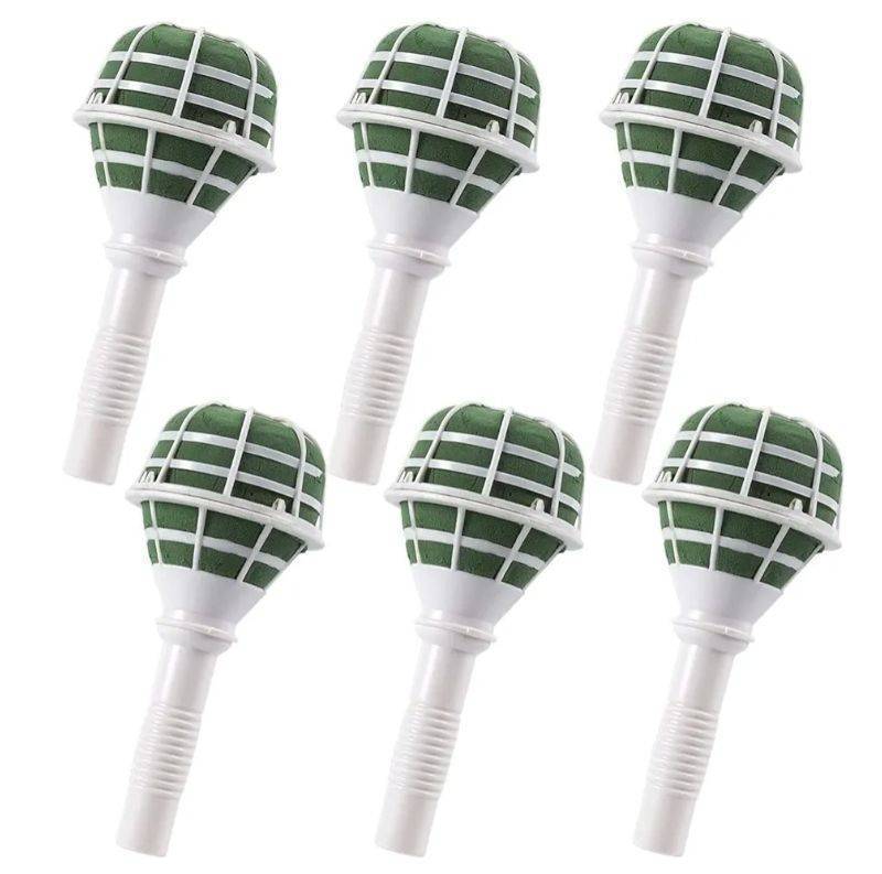 lot 13611 image: Pack Foam Bouquet Holders, Ideal for Fresh Flowers, Wedding Decor, Floral Arrangements, and Gardening Projects, Wet Foam with Sturdy White Handheld Design. - Retail $16