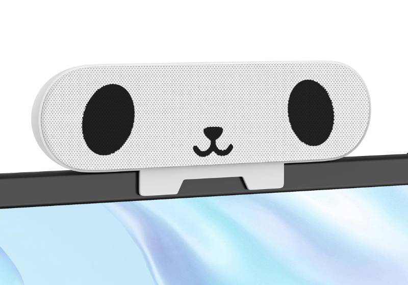 lot 56593 image: Computer Speakers for Desktop Monitor, Single Speakers for Desktop PC, Laptop Speaker with Loud Sound, Volume Control Easily Clamps to Monitors(USB-C to USB Adapter Included) (White) - Retail $25