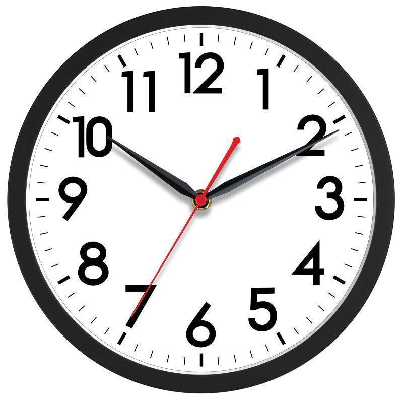 lot 55523 image: Wall Clock 10 Inch Silent Non-Ticking Modern Clocks Battery Operated - Analog Small Classic for Office, Home, Bathroom, Kitchen, Bedroom, School, Living Room(Black) - Retail $15