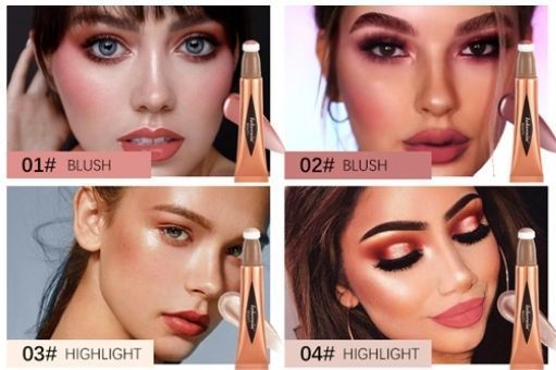 lot 40917 image: Liquid Contour Beauty Wand, Highlighter and Bronzer Stick with Cushion Applicator Attached Easy to Blend, Long Lasting & Smooth Natural Matte Finish (3 Colors - 1#  3#  4#)