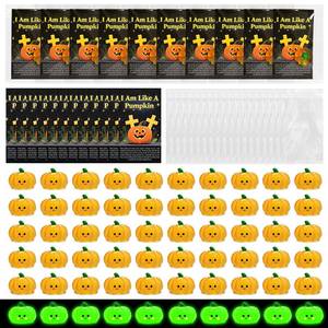 lot 18071 image: 60 Set Christian Halloween Favors I Am Like a Pumpkin Party Favors Include Mini Resin Halloween Luminous Pumpkin with Religious Bible Verse Prayer Card for Adult Sunday Church Baptism (missing bag) - Retail $20