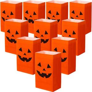 lot 18075 image: 24 Pieces Halloween Pumpkin Paper Treat Bags,10 x 5 x 3 Inch - Retail $10