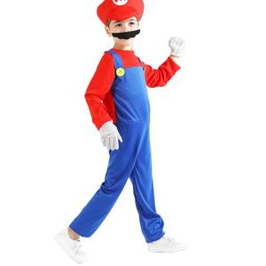 lot 18077 image: Plumber Costume For Kids Mario Super Brothers Cosplay Boys Halloween Costumes Jumpsuit with Hat Mustache RS (Kids Small) - Retail $30