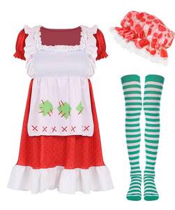 lot 18089 image: Strawberry Shortcake Adult Costume Dress Halloween Costume For Women Outfits (S) missing hat - Retail $46
