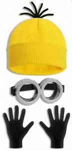lot 18094 image: Halloween Costume Accessories for Adults Steampunk Goggles Glasses Yellow Beanie Hat Black Gloves for Men Women Cosplay (3 PCS) - Retail $7,153
