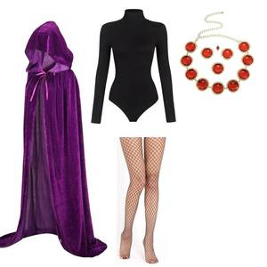 lot 18108 image: Long Hooded Cloak Velvet Cape for Halloween Cosplay Costumes Women,Wizard Robes Adult (L) (no top and Legging) - Retail $39