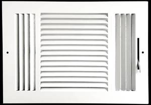 lot 18113 image: 12x 8 (Duct Opening Size) 3-Way Stamped Face Steel Ceilingsidewall Air Supply Register - Vent Cover - Actual Outside Dimension 13.75 X 9.75 - Retail $17