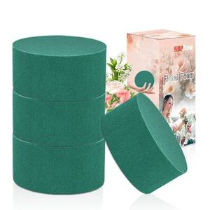 lot 18114 image: 4Pcs Floral Foam Round SUPKING 3.15 Small Green Wet Dry Flower Foam Blocks Florist Plant Foam for Artificial and Fresh Flower Arrangement - Retail $6