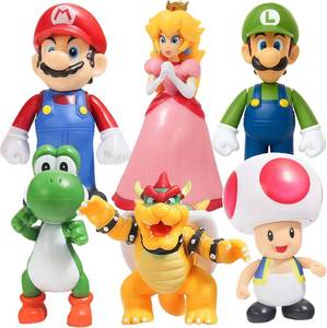 lot 18123 image: Mario Action Figures Set, 6 Inch Cartoon Character Figures Toys, Classic Plumber Bros Collectible Figurines Set for Display, Cake Toppers - Retail $39