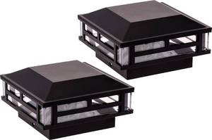 lot 18134 image: 2 Pack Modern Low Voltage Powered 120 Lumen LED Post Cap Light for 4x4 or 5x5 Posts (White) - Retail $84