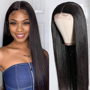 lot 18136 image: 26 Inch Straight Lace Front Wig Human Hair Transparent Pre Plucked Glueless Natural Black Lace Frontal Wigs for Women - Retail $15