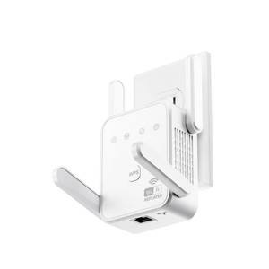 lot 18147 image: 1200Mbps WiFi Extender Signal Booster for Home, Dual Band 5GHz2.4GHz Wireless Internet Repeater with 4 External Antennas, Covers Up to 3600 Sq.ft & Supports 80 Devices, AP Mode with Ethernet Port - Retail $82