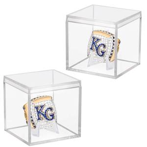 lot 18153 image: 1 Pack Championship Ring Display Case Clear Acrylic Ring Case Display Box for Sports Baseball Softball Football Basketball Single Ring Coin Holder Stand, 2.16 Inch - Retail $7