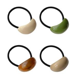 lot 18156 image: 4PCS Geometric Oval Hair Scrunchies Acrylic Cuff Hair Ties Elastics Ponytail Holders Hair Bands Ropes for Women Girls - Retail $5