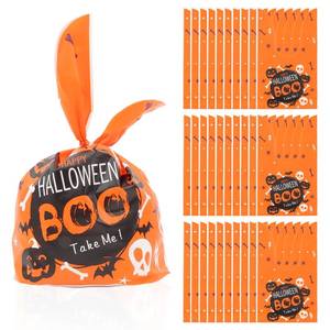 lot 18159 image: Halloween Treat Bags, 40 Pcs Halloween Goodie Bags Boo Trick or Treat Gift Bag Plastic Bulk Candy Bag for Kids Party Favors - Retail $6