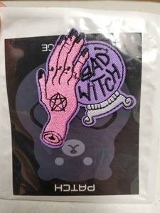 lot 18163 image: Iron On Patches, Divination Embroidered Jean Patches, Bad Witch Funny Morale Pink & Purple Sew on Patch Applique Repair Emblem for Clothes, Vest Jackets, Jeans, Backpacks & Hats. - Retail $7