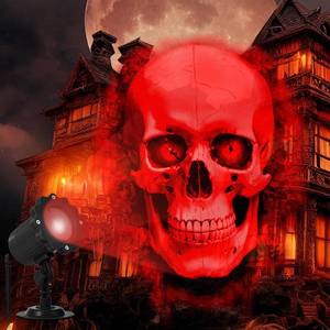 lot 18164 image: Skull Projector Light Outdoor Halloween Decoration, Red, Dynamic - Retail $31