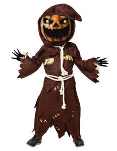 lot 18168 image: Spooktacular Creations Scary Scarecrow Costume for Kids, Halloween Costume for Boys wPumpkin Head, Pumpkin Outfit for Boys small 5-7 (mask missing eyeball) - Retail $36