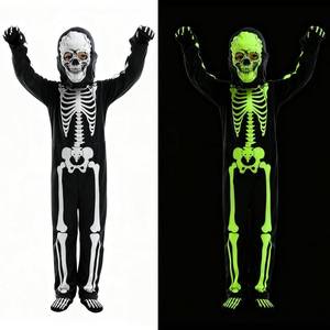 lot 18169 image: Halloween Kids Skeleton Costume Glow Skeletons Clothing 4 Set for Boys and Girls (children large) - Retail $19