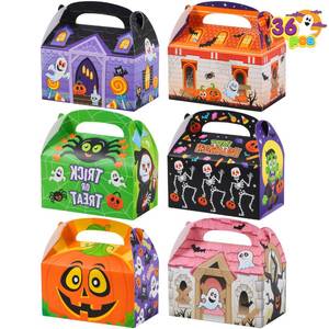 lot 18170 image: 18 PCS Halloween Treat Boxes Candy Boxes Trick or Treat Cardboard Cookies Goodie Bags for Kids Halloween Party Favor Supplies, Classroom Exchange Goody Bags, Holiday Pastries, Cupcakes - Retail $14