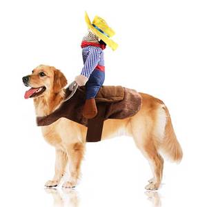 lot 18177 image: Halloween Pet Riding Costume,Cowboy Dog Clothes,Funny Cat Apparel, XXL - Retail $23