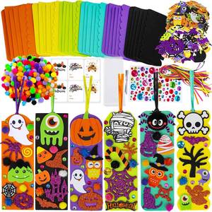 lot 18187 image: 36 Sets Halloween Craft Kits Fall Kids Crafts DIY Halloween Bookmarks Art Sets Pumpkin Jack-O-Lantern Bats Monster Foam Stickers Arts and Crafts for Kids Classroom Activities - Retail $18