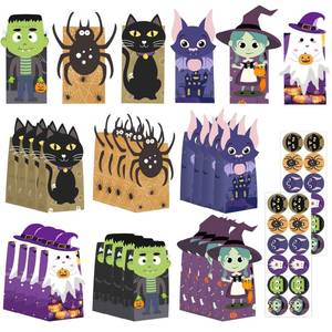 lot 18188 image: Halloween Treat Bags-24pcs Trick or Treat Goody Bags with 24pcs Stickers,Mini Paper Gift Bags for Treats Snacks, Goodie Bags Party Supplies, Holiday Pastries Supplies - Retail $7