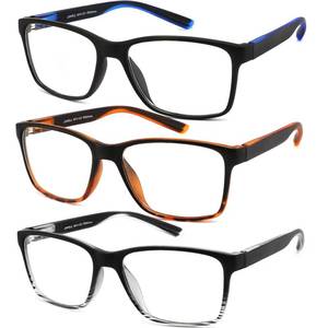 lot 18196 image: 3 Pack Reading Glasses for Men Blue Light Blocking with Spring Hinge - Retail $22