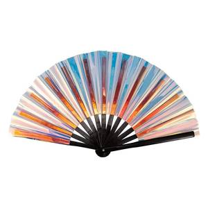 lot 18201 image: Rainbow Hand Fan Glitter,Holographic Rave Fan Handheld Fan,Large Folding Hand Fan for Festival&Halloween,Clack Handheld Fans for Party,Rainbow Rave Accessories - Retail $14