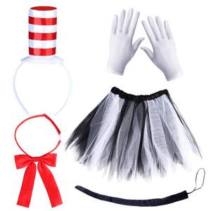 lot 18202 image: 5 Pcs Accessories for Kids Cat Costume Kit Including Headband Gloves Bowtie Skirt Tail in Halloween School Day - Retail $24