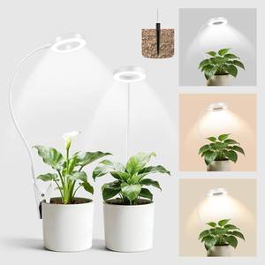 lot 18226 image: Grow Lights for Indoor Plants, 2 in 1 Full Spectrum Plant Light with 360° Gooseneck, 48 LEDs, Auto Timer 681216H, 3 Lighting Modes,5 Brightness Levels for Small Plants, 2 Pack White - Retail $17