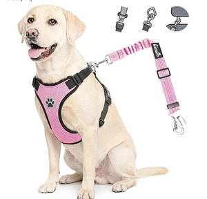 lot 18239 image: Dog Car Harness Seat Belt, Harness & Seatbelt with 2 in 1 Buckle, M - Retail $14