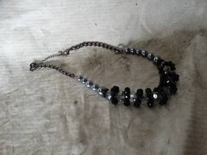 lot 38041 image: Silver and Black Beaded Necklace