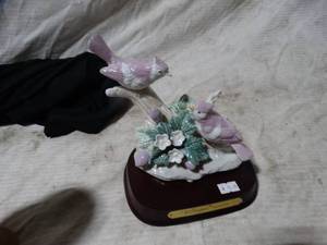 lot 36069 image: Wellington Collection Two Pink birds sitting on a branch decor