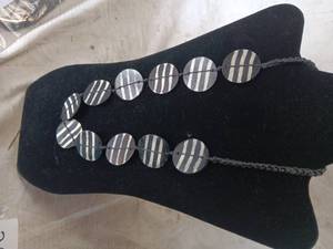 lot 38016 image: Zebra Stripe Circle Necklace
