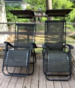 lot 52317 image: Zero Gravity Lounge Chairs with Canopy 2-Pack