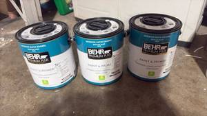 lot 52336 image: BEHR Premium Plus Interior Satin Enamel Paint Primer Medium Base 7400 3-Pack (New)