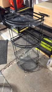 lot 52363 image: 4 Tier Corner Shelf Rack with Wire Mesh Baskets