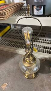 lot 52365 image: Table Lamp with Glass Base and Edison-Style Filament Bulb