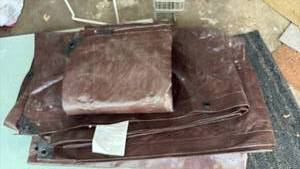 lot 52373 image: Brown Heavy Tarp with Grommets and Corner Reinforcements