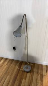 lot 52386 image: Gray Arc Floor Lamp with Cone Shade and Adjustable Arm