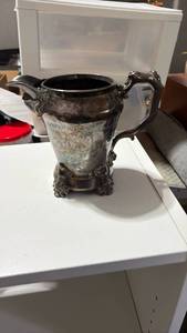 lot 52389 image: Decorative Metal Pitcher with Ornamental Handle and Feet