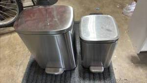 lot 52395 image: Stainless Steel Trash Can Set 2-Piece Pedal Bin