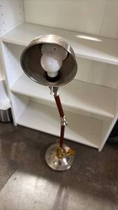 lot 52399 image: Floor Lamp with Metal Dome Shade and Burgundy Stem