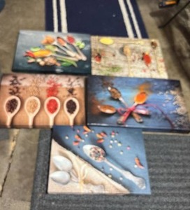 lot 52400 image: Kitchen Wall Art Canvas Prints Spices Herbs Food Photography Set of 5
