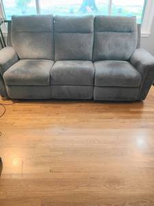 lot 52434 image: Upholstered 3-Seat Reclining Sofa with Headrests