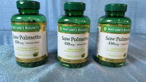 lot 2003 image: Natures Bounty Saw Palmetto 450mg Whole Herb 250 Capsules Lot of 3